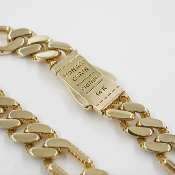 Monaco Chain Miami Cuban Figaro Link 9mm 9in 12.5g 14K Yellow Gold EUC - Picture 12 of 16
